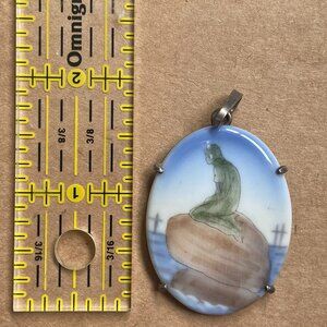 Large Sterling Little Mermaid Handpainted pendant from Denmark
